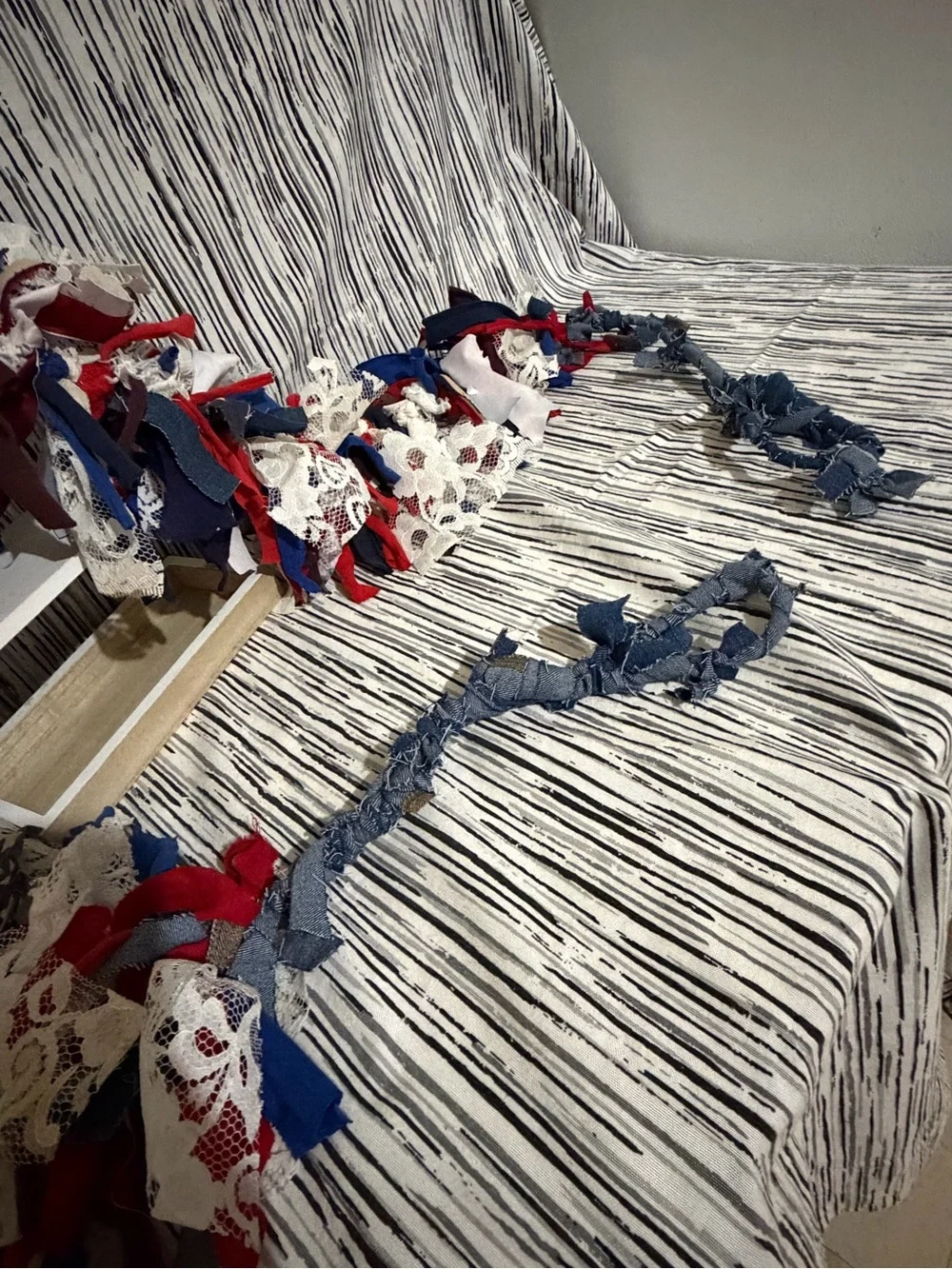 Red, White, & Blue Handmade Fabric Garland & 3 More Pieces of Matching Decor